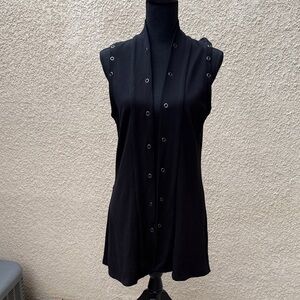 Long Black Sleeveless Vest by Lynn Ritchie